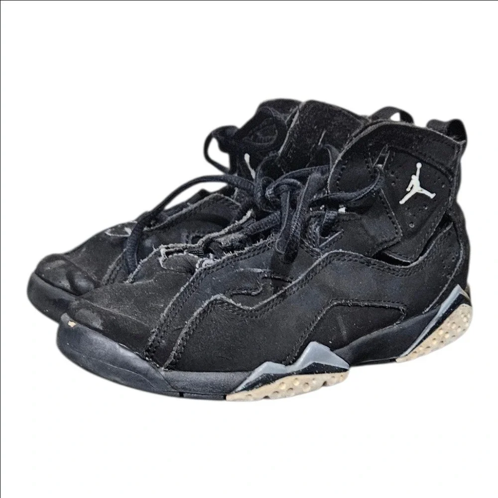 Nike Air Jordan True Flight Black Metallic Silver Sneakers Size 13C 343796-010